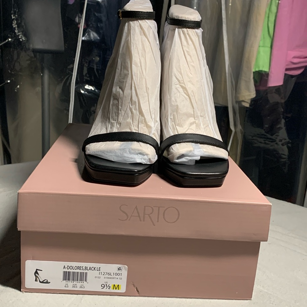 SARTO by Frank Sarto NEW Dolores open toe heel in Black leather